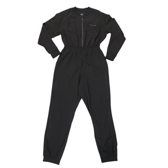 Old Navy Active StretchTech Jumpsuit Womens XS Black Cropped Front Zip Athletic - Picture 1 of 12